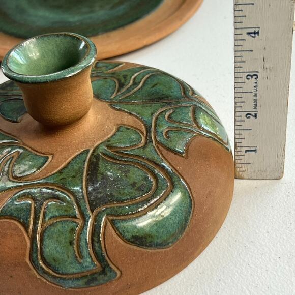 Vintage Dome Lid Butter Dish Art Studio Pottery Covered 2Piece Artist Signed 70s - Picture 8 of 14